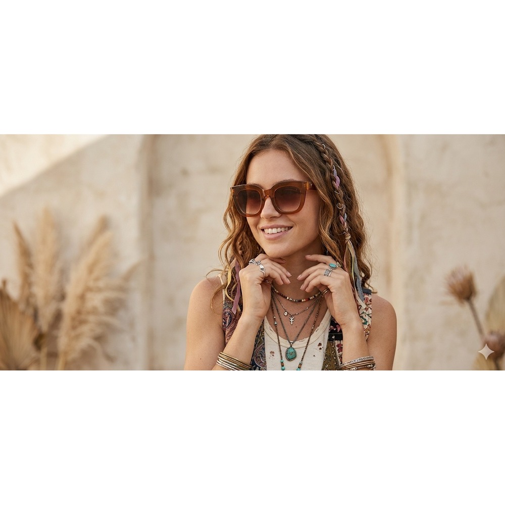 Boho Festival Beach Frye Oversize Sunglasses Amber Brown Square Cat Eye